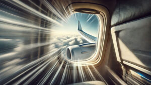 Una ventana de una avion y mucha turbulencia